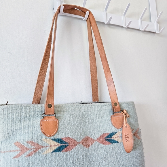 MZ Fair Trade Handmade Wool Bucket Tote Pastel Bohemian Manos Zapatecos Large - Picture 5 of 11